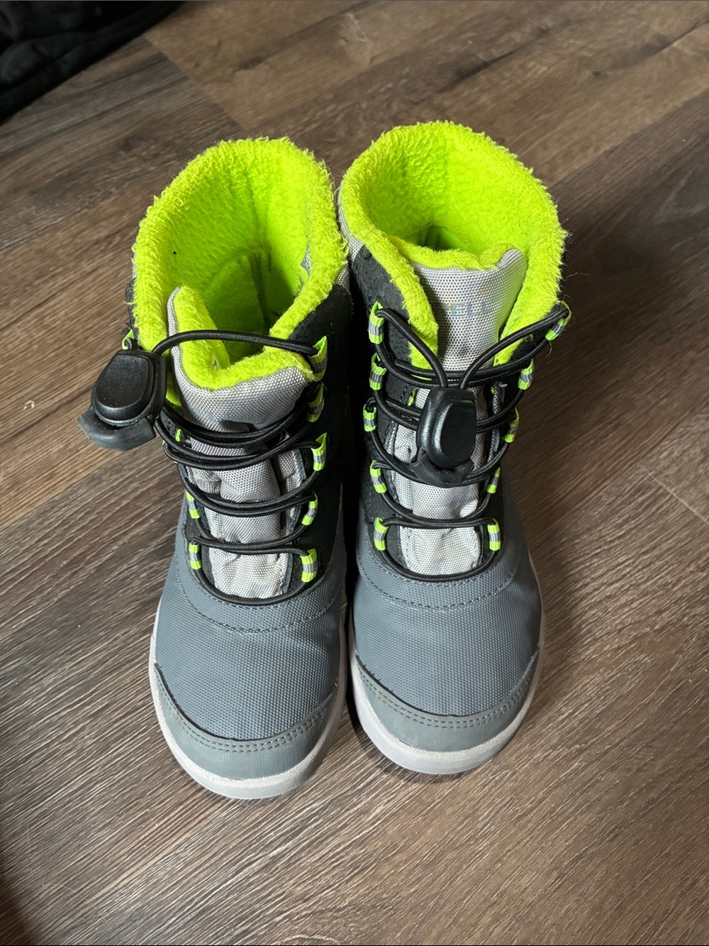 Merrell Kids Gray Boots with Neon Yellow Lining